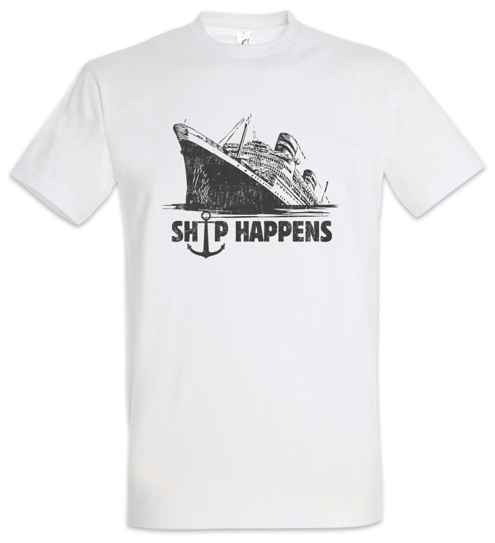 Ship Happens T-Shirt Fun Geek Nerd Sailor Skipper Sailboat Set Sail Coach XXL