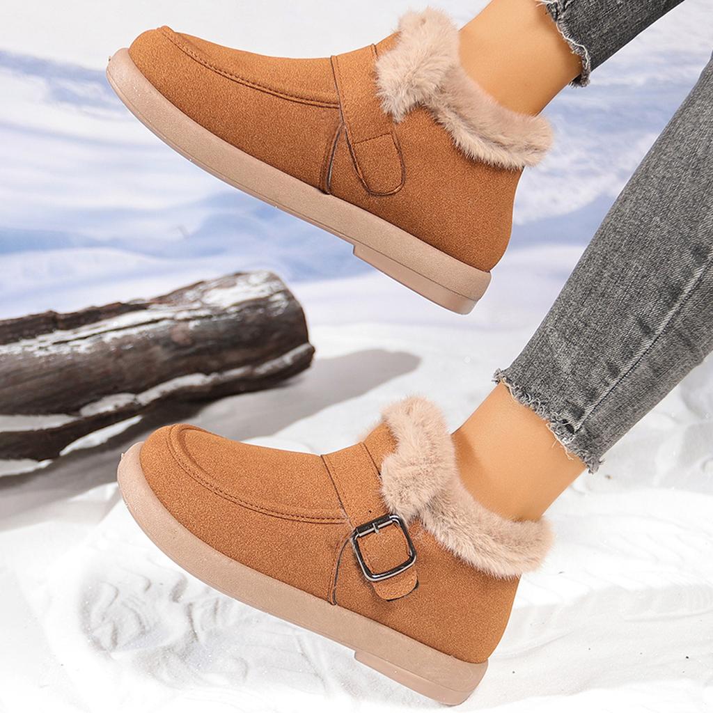 Large size snow boots women's winter velvet thickened fur integrated non-slip bread shoes wear maternity cotton shoes