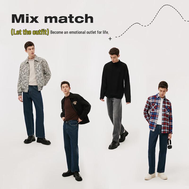 NVG YOUNG Men's Loose Fit Mock Neck Cotton Sweatshirt