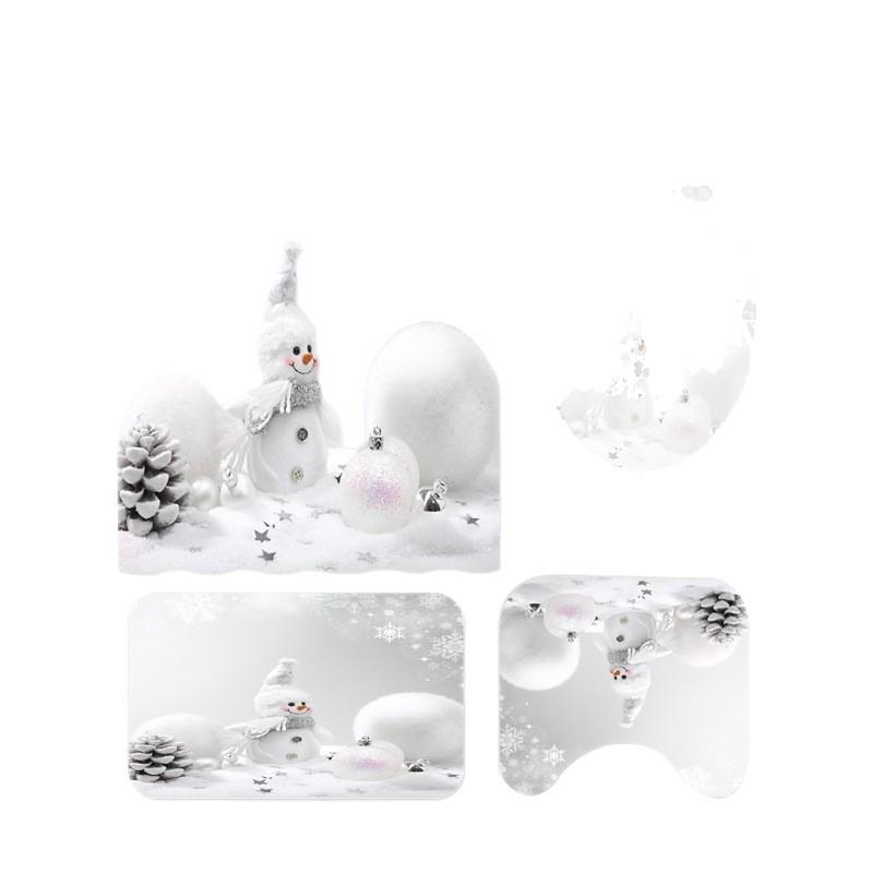 Christmas Series Shower Curtain Digital Printing Bathroom Shower Curtain Four-Piece Polyester Shower Curtain