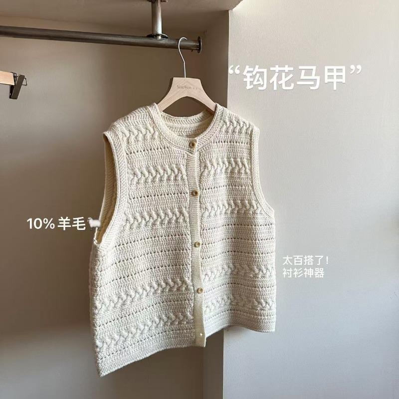

Милый однобортный свитер-жилет куртка женский осенне-зимний новый атмосферный вязаный крючком жилет топ one size fits all