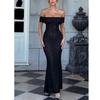 Spot Damenmode sexy Spice Girl Stil Bustier langes Kleid One-Shoulder Hüftrock Spitzen-Rückenfreies Kleid