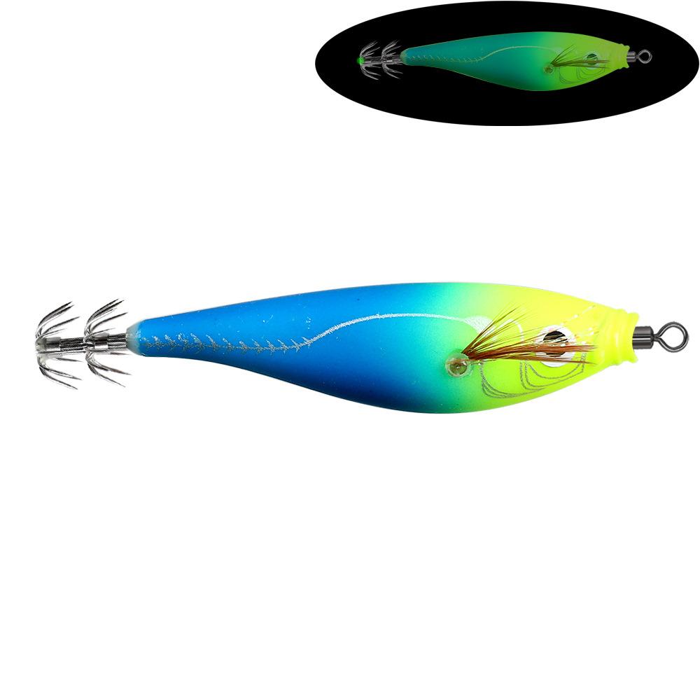 10cm10gLuminous Wooden Shrimp Noise Colorful Balance Shrimp Squid Hook Lure Hard Bait Sea Fishing Fake Bait Special Model