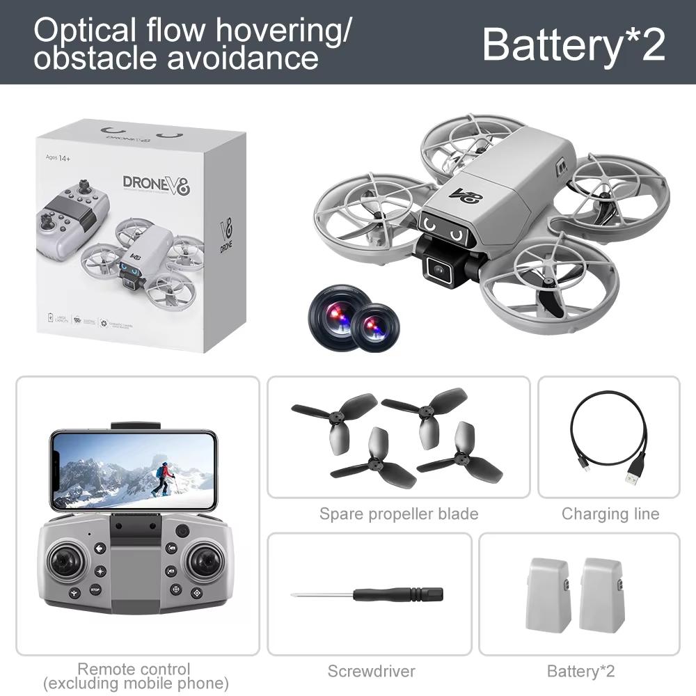 2025 New V86 Mini Remote Control Drone with 4K HD Camera, Foldable Quadcopter, Intelligent Obstacle Avoidance, Toy Airplane, Gift for Kids