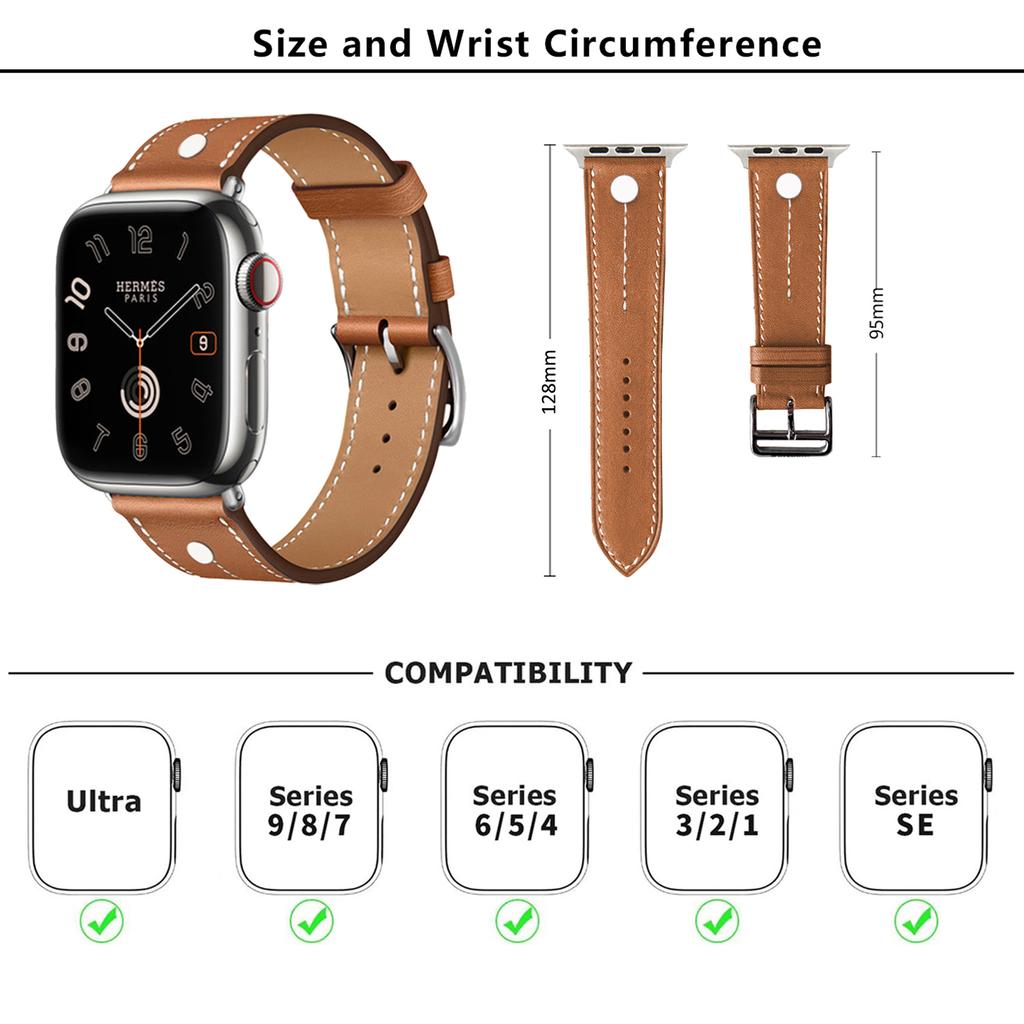 KALEBOL For Apple Watch 10 46mm/Ultra 2/Ultra 49mm/9 8 7 45mm/SE (2023) SE (2022) SE 6 5 4 44mm/3 2 1 42mm Genuine Cow Leather Watch Strap
