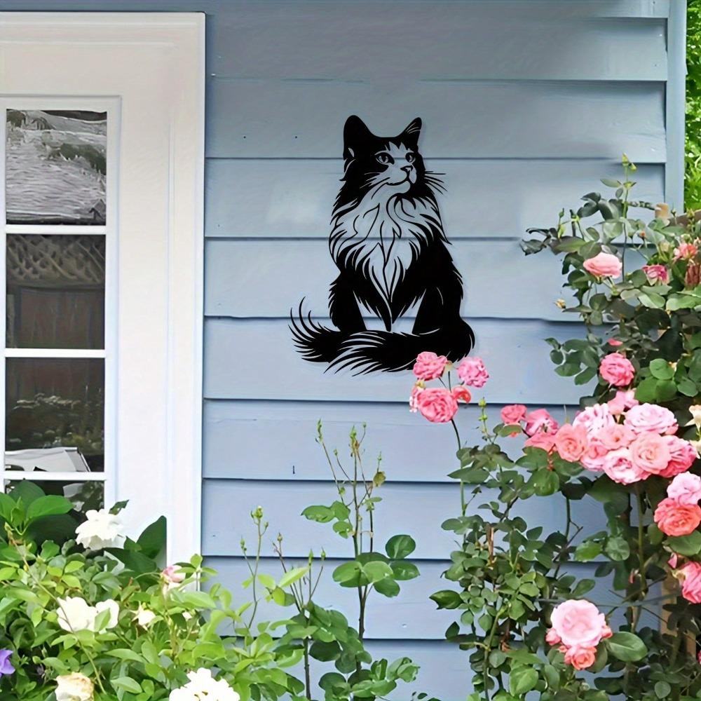 Retro Eisen Wandskulptur Schwarze Katze Vintage Metall Dekor für Wohnzimmer