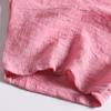 2Pcs/Set Middle-aged Mother Casual Top Crop Pants Set Embroidery Solid Color O-neck Short Sleeve Pleated Elastic Waist Wide Leg Daily Outfit