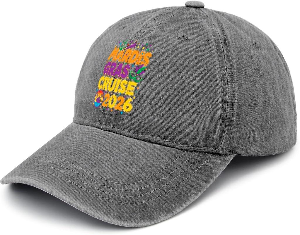 Mardi Gras Cruise 2026 Baseball Cap Washed Polyester Casual Snapback Hat Unisex Adult
