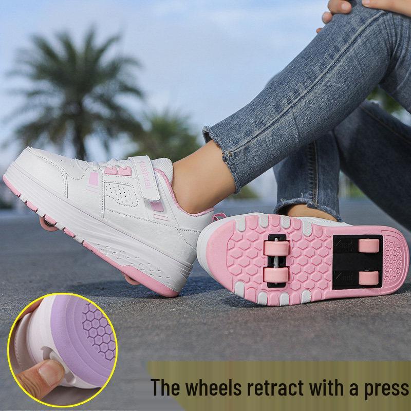 New Retractable Four-Wheel Roller Skates for Adults & Students - Double Wheel Flying Shoes for Men & Women