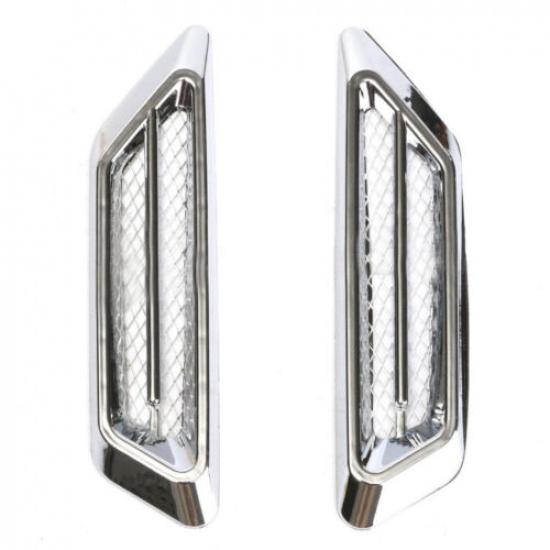2Pcs Chrome Car Parts Air Flow Fender Side Vent Sticker Decor Car Accessories
