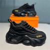 2024 Spring & Fall Men's Trendy Thick Sole Leather Sneakers - Non-slip & Wear-resistant.
