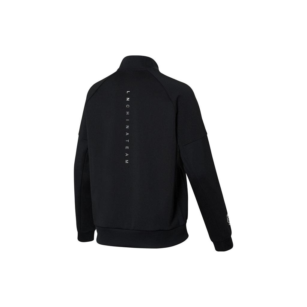 Li Ning Table Tennis Series Solid Color Stand Collar Cardigan Sweatshirt Women sweatshirt Black AWDR750-2