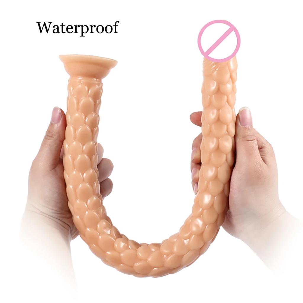 50CM Overlength Scaly Pattern Anal Plug Dildos with Suction Cup Soft Anal Dilator Phallus Masturbator Sex Toy Butt Plug Penis Waterproof Easy To Clean