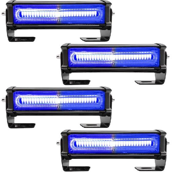LED Emergency Strobe Lights for Vehicle Trucks, 4 in 1 LED 32W 12-24V Warning Hazard Flashing Strobe Light Bar, Roof and Side Installation Off Road
