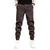 Brown casual pants men's trendy brand loose leggings spring and autumn new plaid corduroy pants men's velvet
