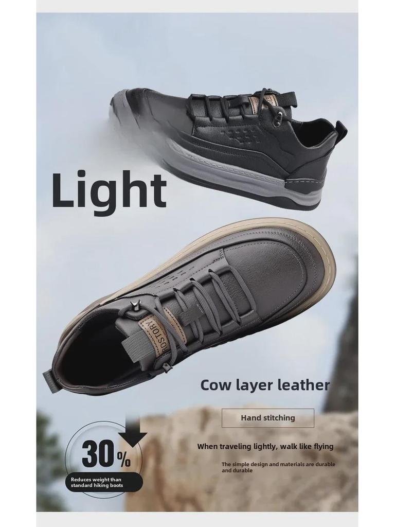 Trendy Soft-Soled Autumn Leather Men's Shoes: Fashionable, Casual, Low-Top, Versatile Crooked Head Clown Design