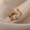 Spiral Bead Relieve Anxiety Open Ring, Minimally Designed for Men and Women with Rotating Bead Ring Jewelry