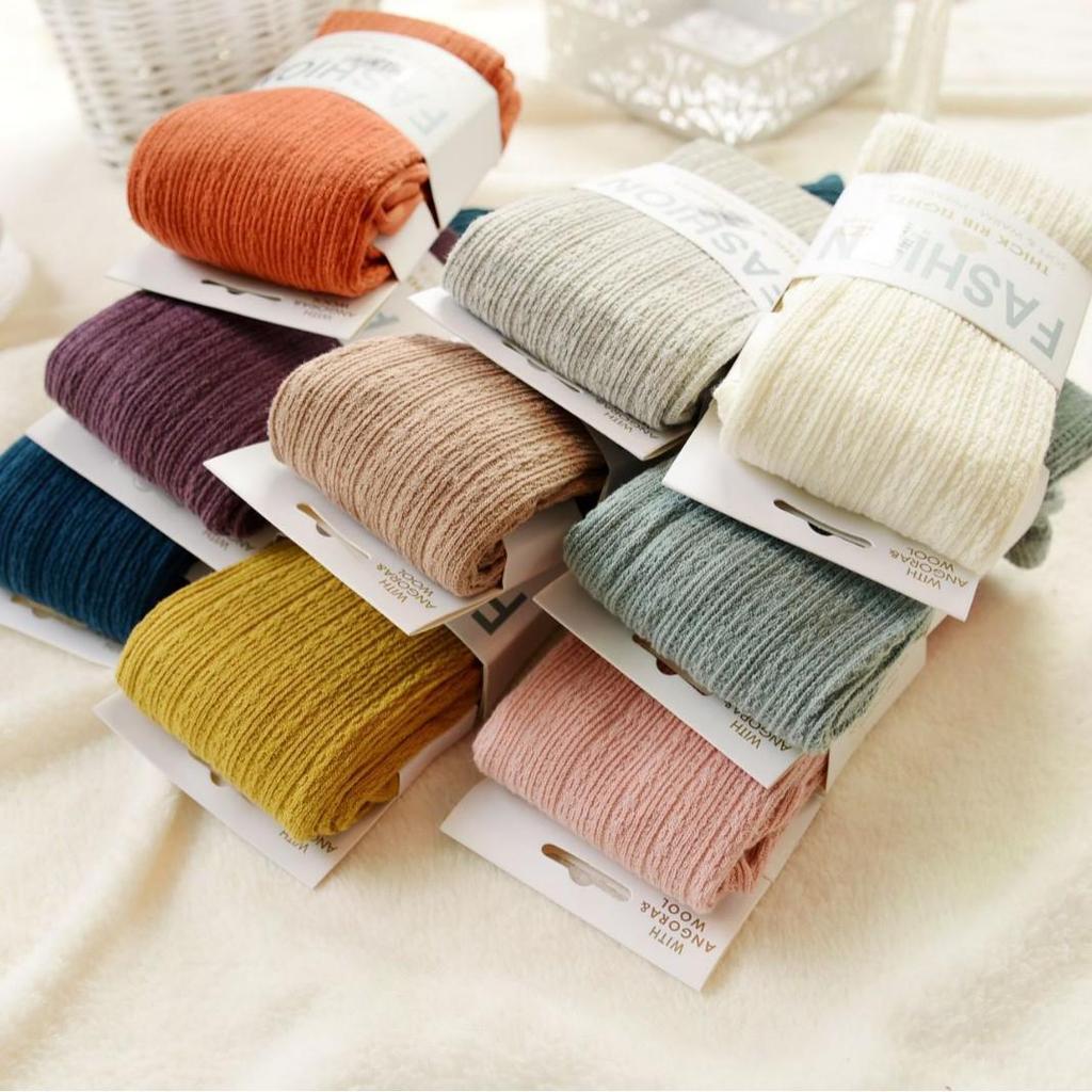 Collant in Maglia 100% Cotone Ispessito Autunno & Inverno con Righe Verticali - Stile Giapponese & Coreano