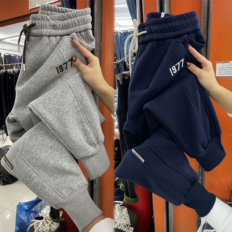 Móda Dámské Zimní Teplé Dlouhé Kalhoty Fleecové Silné Legíny Jednobarevné Nadměrné Velikosti Elastické Se Šněrováním Ležérní Tepláky Harémové Kalhoty Ležérní Kalhoty Nadměrné Velikosti