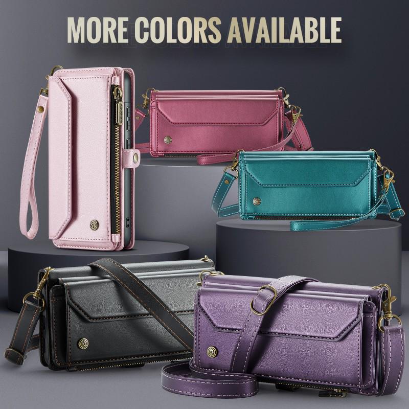 Multi-Functional Leather Crossbody Case for Samsung A72/A12/A13/A24/A33/A57 with Card Slot and Shoulder Strap