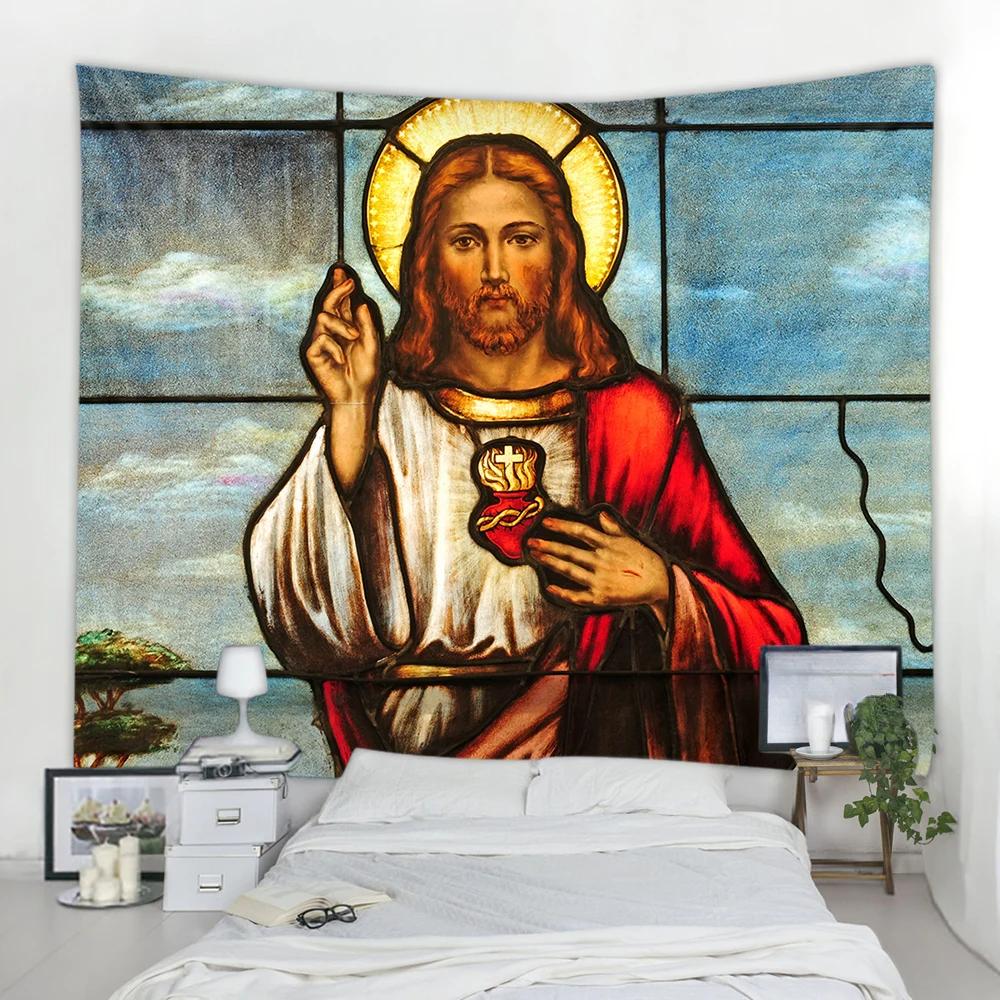 Vienna Christian Church Tapestry Home Boho Decor Witchcraft Wall Art Mural Drop Wall Cloth Christ Lord Angel Wall Tapestry