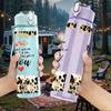 1PC Love Heart Valentine Quote Print 750ml Color Plastic Sports Water Bottle Leakproof Flip Straw Lid Suitable for Sports Office Home Use