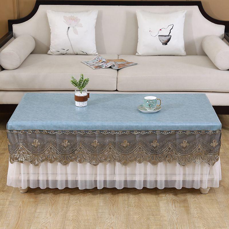 High End European Style White Waterproof Tablecloth Lace Edged Large-sized Mat Thick Household Oil Proof Tea Table Cover