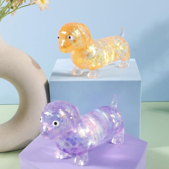 1/4Pcs Stress Relief Toy Glossy Finish Soft Slow Rebound TPR Material Dachshund Squeeze Toy Animal Decompression Toy