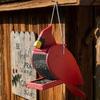 Wood Bird Feeder Red Bird Outdoor Hanging Feeder Birdseed Dispenser Attracts Wild Birds for Garden Yard Patio Decoration