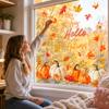 Thanksgiving Window Clings Static Cling Glass Stickers Removable Pumpkin Maple Leaf Party Holiday Decorations