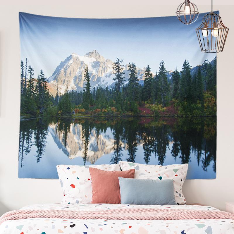 Heimdekoration, abgelegener Wald, Wandteppich, hängender Stoff, berühmte Berglandschaft, echter Hintergrund, Stoff-Wandteppich