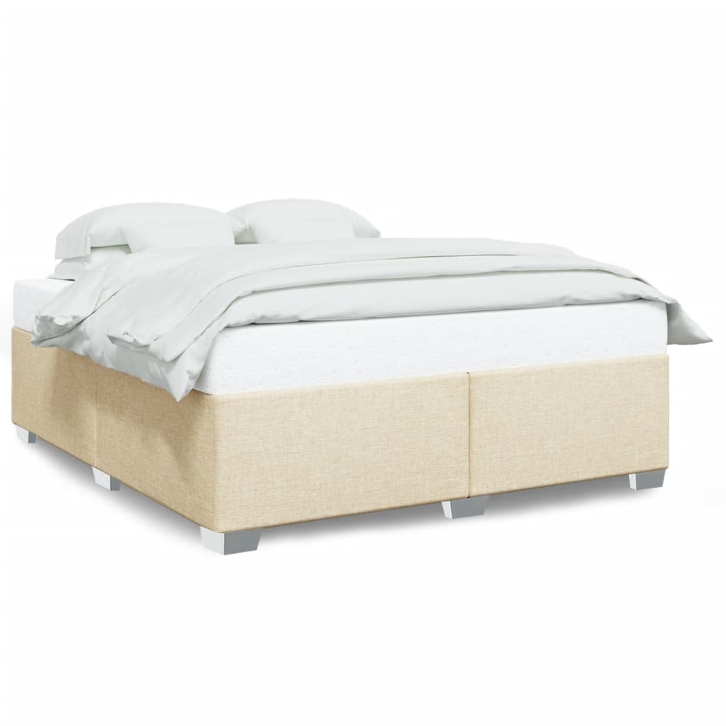 Bed Frame without Mattress Cream 200x200 cm Fabric