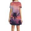 Summer Beach Dresses For Women Round Neck Printed Short Sleeve Dress