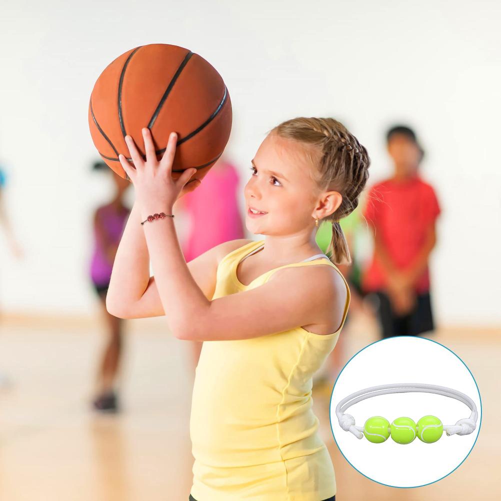 12Pcs Sports Ball Bracelet Baseball Tennis Basketball Rugby Beads Bracelets Adjustable Wax Cord Inspirational Sports