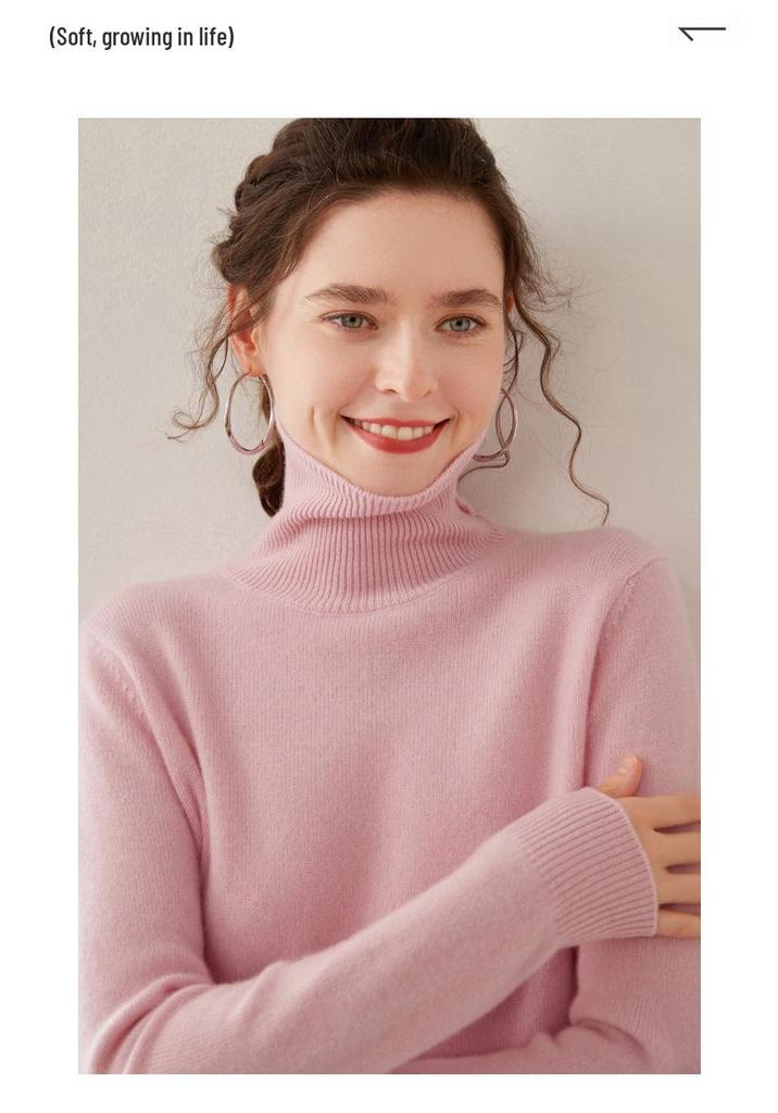 Women's Loose High Neck Cashmere Sweater - Soft, Sticky, and Versatile Knit Pullover for Autumn and Winter