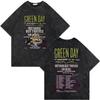 Rock Band Green Day Tour 2025 Merch T Shirt Fashion Rock Vintage Washed Tshirt Men Women Clothing Casual Short Sleeve Tshirts