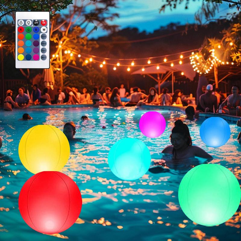 16 Colors Floating Pool Lights 38cm Large Inflatable Pool Beach Ball For Water Pool Party Outdoor Balloon LED Garden Ball Light