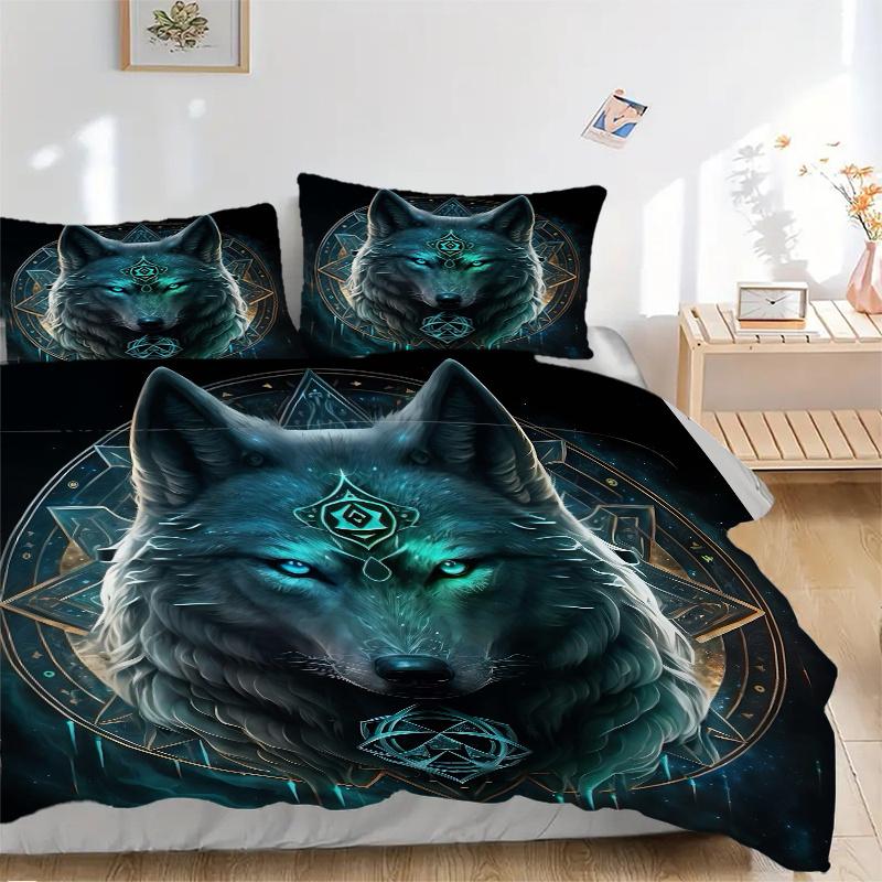 3pcs Enchanted Wolf Bedding Set - 1 Soft Quilt Cover + 2 Pillowcases, Machine Washable - Suitable for All Seasons, Perfect Gift for Friends