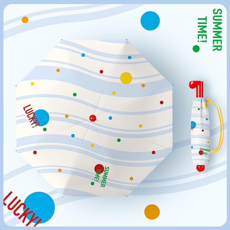 Three-fold hand open vinyl fabric digital brush red boots handle student cartoon sunshade umbrella sunscreen sun umbrella