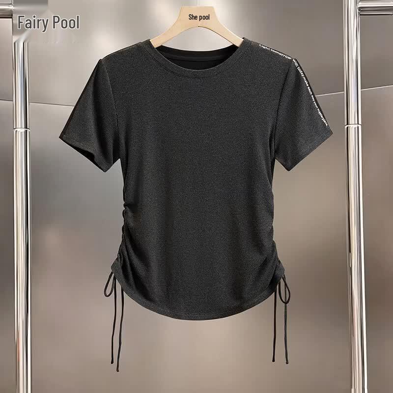 Women s Drawstring Waist Short Sleeve T-Shirt 2XL