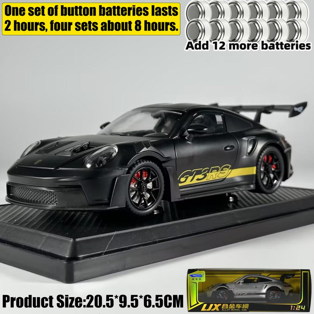 1:24 Porsche 911 GT3 RS 992 Generation GT Sports Car Alloy Metal Diecast Model Car Sound & Light Pull Back Toy Collectibles Gift