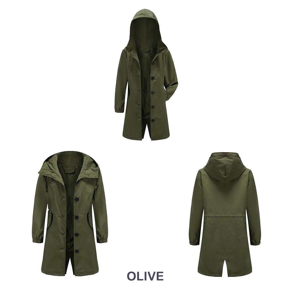 Damen Übergröße Wasserdichter Windbreaker mit Kapuze - Lässiger lockerer langer Mantel für Herbst/Winter