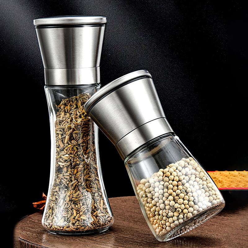Manual Salt Pepper Grinder Seasoning Bottle Jar Stainless Steel Spice Grinder Salt Shaker Kitchen Mills Accessories