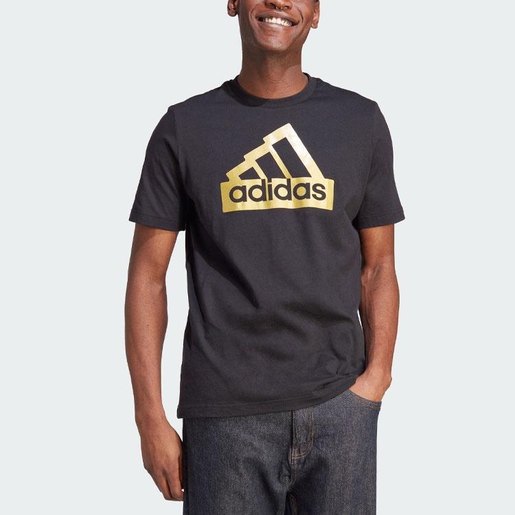 adidas Sportswear Future Icons Metallic T-shirt 'Black Gold' Men's II3468