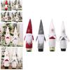 Festive Christmas Wine Bottle Covers Featuring Charming No-face Old Man Design In Red And Gray