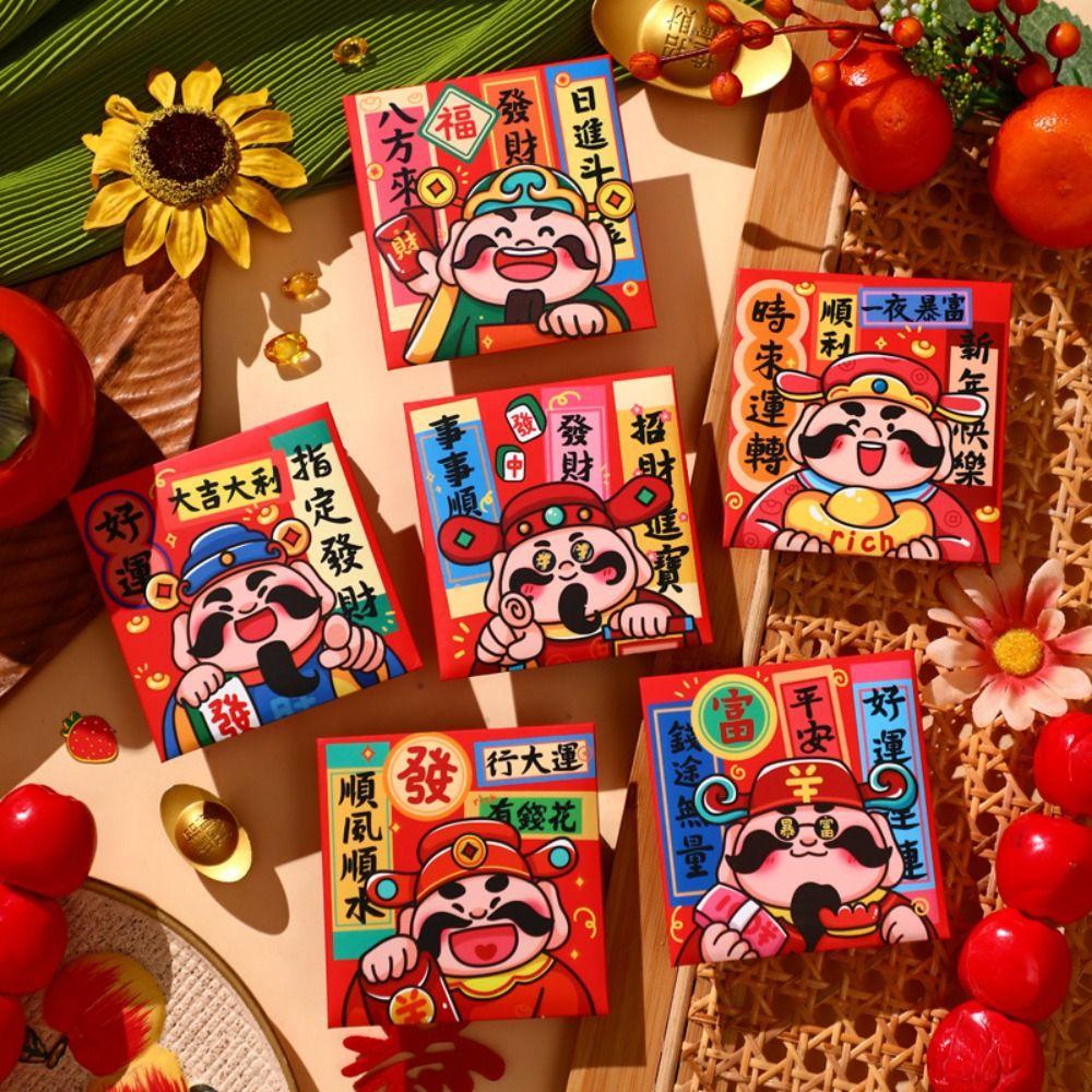 6Pcs Blessings Printing Chinese Snake Year Red Envelope New Year Money Envelope  Wedding Birthday