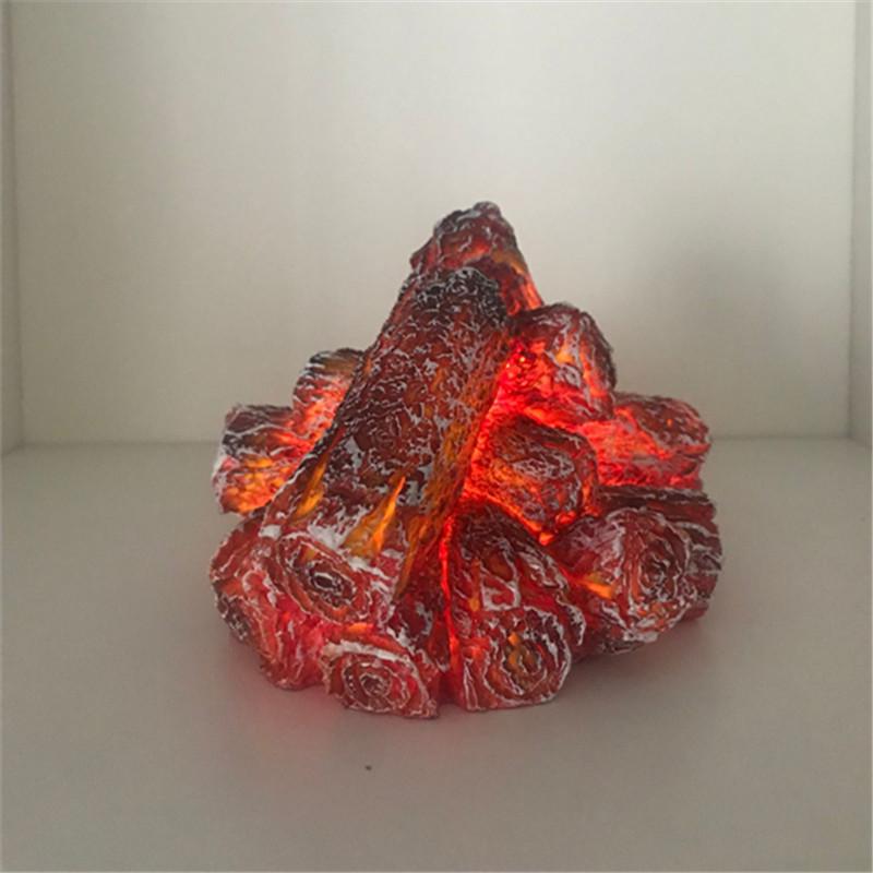 LED Resin Charcoal Flame Light: Modern Minimalist Battery-Operated Ornament & Christmas Gift Props