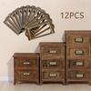 12PCS Antique Brass Handmade DIY Handle - File Holder Pull Frame Furniture Cabinet Drawer Box Antique Label Frame Business Card