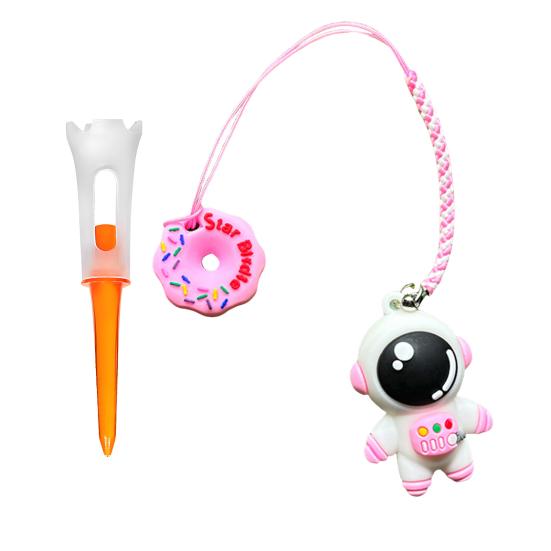 Plastic Anti Lost Golf Tee Hanger Cartoon Astronaut Golf Tee Ring with Strap for Men Women Loss Prevention Tee Holder for Golf Enthusiasts