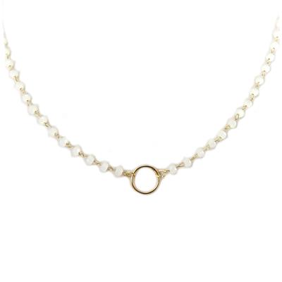 [Q6197] - Artisan Necklace 'Boho' White Gold - 9 Mm